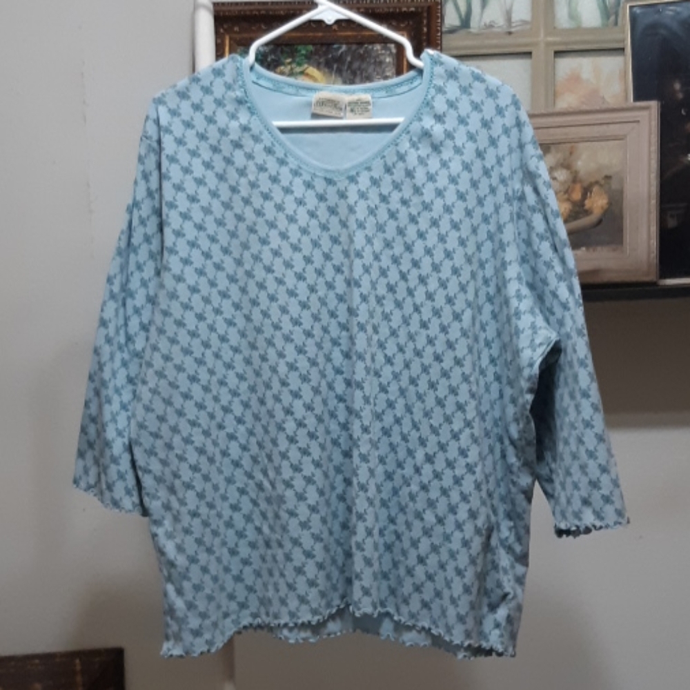 Womens Cotton Sleep top Blue Prints pajama St Johns Bay b37